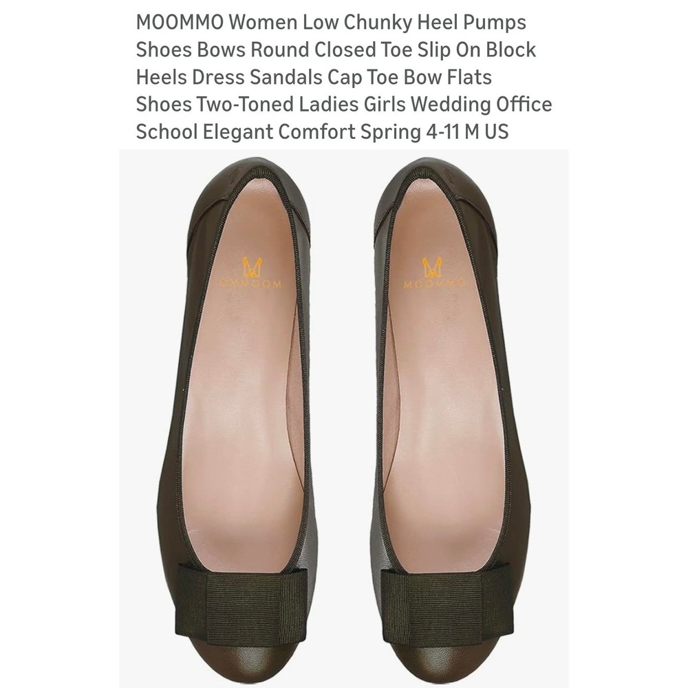 PRICE SLASHED!‎ Women Matte Brown Low Block Heels Bow Round Toe Shoes Size 9.5